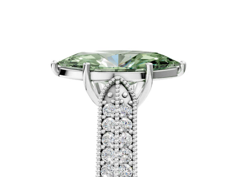 White gold Fancy Green Marquise Cut Cut Pave Split Shank Engagement Ring with Four-Prong Setting_5