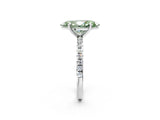 White gold Fancy Green Marquise Cut Diamond Brilliant Solitaire Ring with Pavé Band and Four-Prong Setting_14