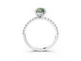 White gold Fancy Green Marquise Cut Diamond Brilliant Solitaire Ring with Pavé Band and Four-Prong Setting_15