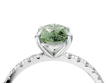 White gold Fancy Green Marquise Cut Diamond Brilliant Solitaire Ring with Pavé Band and Four-Prong Setting_28