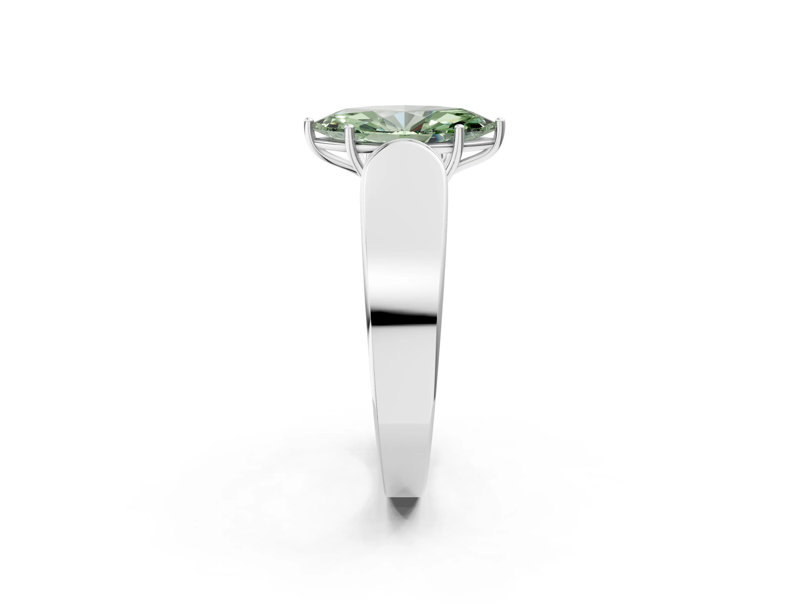 White gold Fancy Green Marquise Cut Diamond Channel Set Solitaire Ring with Four-Prong Setting_27
