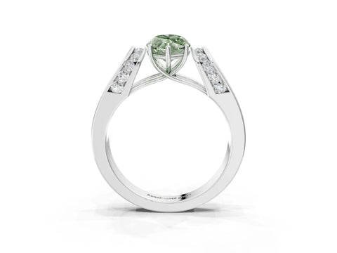 White gold Fancy Green Marquise Cut Diamond Channel Set Solitaire Ring with Four-Prong Setting_28