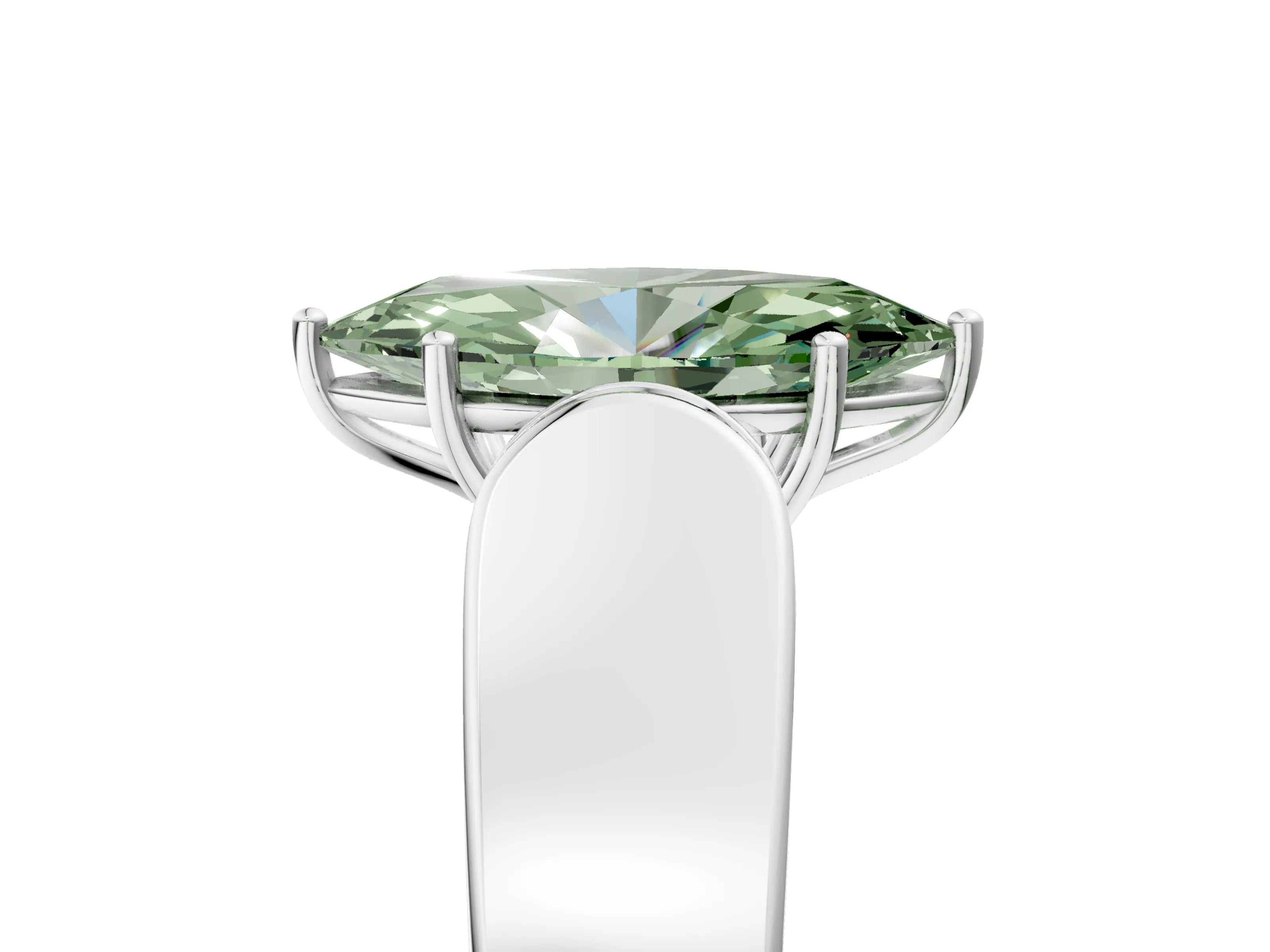 White gold Fancy Green Marquise Cut Diamond Channel Set Solitaire Ring with Four-Prong Setting_30