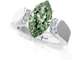 White gold Fancy Green Marquise Cut Diamond Channel Set Solitaire Ring with Four-Prong Setting_44