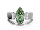 White gold Fancy Green Marquise Cut Diamond Channel Set Solitaire Ring with Four-Prong Setting_49