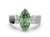 White gold Fancy Green Marquise Cut Diamond Channel Set Solitaire Ring with Four-Prong Setting_62