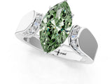 White gold Fancy Green Marquise Cut Diamond Channel Set Solitaire Ring with Four-Prong Setting_74