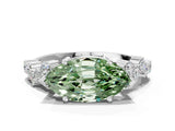 White gold Fancy Green Marquise Cut Diamond Cluster Pavé Band with Four-Prong Setting_14