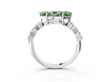 White gold Fancy Green Marquise Cut Diamond Cluster Pavé Band with Four-Prong Setting_17