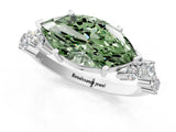 White gold Fancy Green Marquise Cut Diamond Cluster Pavé Band with Four-Prong Setting_4
