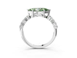 White gold Fancy Green Marquise Cut Diamond Cluster Pavé Band with Four-Prong Setting_6