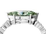 White gold Fancy Green Marquise Cut Diamond Cluster Pavé Band with Four-Prong Setting_7