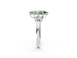White gold Fancy Green Marquise  Cut Diamond Cluster Ring with Round Accent Stones and Prong Setting on a Classic Band_51