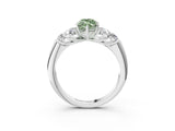 White gold Fancy Green Marquise  Cut Diamond Cluster Ring with Round Accent Stones and Prong Setting on a Classic Band_53