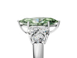 White gold Fancy Green Marquise  Cut Diamond Cluster Ring with Round Accent Stones and Prong Setting on a Classic Band_55