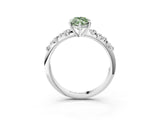 White gold Fancy Green Marquise Cut Diamond Cluster Side Stone Solitaire Ring with Prong Setting_100
