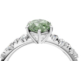 White gold Fancy Green Marquise Cut Diamond Cluster Side Stone Solitaire Ring with Prong Setting_101