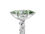 White gold Fancy Green Marquise Cut Diamond Cluster Side Stone Solitaire Ring with Prong Setting_102