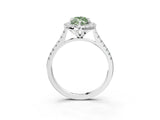 White gold Fancy Green Marquise Cut Diamond Cushion Halo Ring with Pavé Band_15