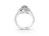 White gold Fancy Green Marquise Cut Diamond Double Halo Ring with Pavé Band and Prong Setting_104