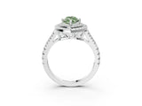 White gold Fancy Green Marquise Cut Diamond Double Halo Ring with Pavé Band and Prong Setting_139