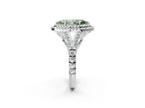 White gold Fancy Green Marquise Cut Diamond Double Halo Ring with Split Shank and Prong Setting_29