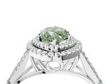 White gold Fancy Green Marquise Cut Diamond Double Halo Ring with Split Shank and Prong Setting_31