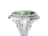 White gold Fancy Green Marquise Cut Diamond Double Halo Ring with Split Shank and Prong Setting_32