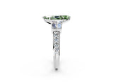 White gold Fancy Green Marquise Cut Diamond Engagement Ring with Baguette Side Stones and Channel Set Band_34