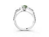 White gold Fancy Green Marquise Cut Diamond Engagement Ring with Baguette Side Stones and Channel Set Band_35