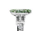 White gold Fancy Green Marquise Cut Diamond Engagement Ring with Baguette Side Stones and Channel Set Band_37