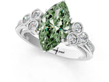 White gold Fancy Green Marquise  Cut Diamond Engagement Ring with Bezel Set Round Side Stones and Prong Setting_50