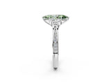 White gold Fancy Green Marquise  Cut Diamond Engagement Ring with Bezel Set Round Side Stones and Prong Setting_50