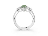 White gold Fancy Green Marquise  Cut Diamond Engagement Ring with Bezel Set Round Side Stones and Prong Setting_51
