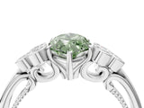 White gold Fancy Green Marquise  Cut Diamond Engagement Ring with Bezel Set Round Side Stones and Prong Setting_53