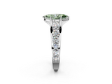 White gold Fancy Green Marquise  Cut Diamond Engagement Ring with Pavé Band and Four-Prong Setting_5