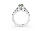 White gold Fancy Green Marquise  Cut Diamond Engagement Ring with Pavé Band and Four-Prong Setting_6