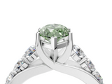 White gold Fancy Green Marquise  Cut Diamond Engagement Ring with Pavé Band and Four-Prong Setting_7