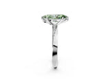 White gold Fancy Green Marquise Cut Diamond Engagement Ring with Side Stone Accents and Four-Prong Setting_134