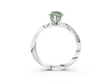 White gold Fancy Green Marquise Cut Diamond Engagement Ring with Side Stone Accents and Four-Prong Setting_15