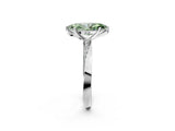 White gold Fancy Green Marquise Cut Diamond Engagement Ring with Side Stone Accents and Four-Prong Setting_26