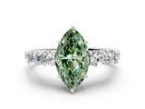 White gold Fancy Green Marquise  Cut Diamond Five-Stone Prong Set White Gold Ring_31