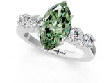 White gold Fancy Green Marquise  Cut Diamond Five-Stone Prong Set White Gold Ring_32
