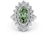 White gold Fancy Green Marquise Cut Diamond Floral Double Halo Engagement Ring with Prong Setting_24