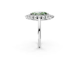 White gold Fancy Green Marquise Cut Diamond Floral Double Halo Engagement Ring with Prong Setting_38