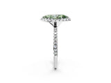 White gold Fancy Green Marquise  Cut Diamond Floral Halo Engagement Ring with Pavé Band and Prong Setting_91