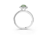 White gold Fancy Green Marquise  Cut Diamond Floral Halo Engagement Ring with Pavé Band and Prong Setting_92