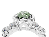White gold Fancy Green Marquise  Cut Diamond Floral Halo Engagement Ring with Shared Prong Setting 5