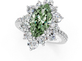 White gold Fancy Green Marquise  Cut Diamond Floral Halo Pave Band with Prong Setting_38