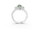 White gold Fancy Green Marquise  Cut Diamond Floral Halo Pave Band with Prong Setting_40